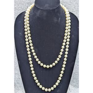 57" Strand of Faux Pearls, Necklace, White, Round, No Clasp